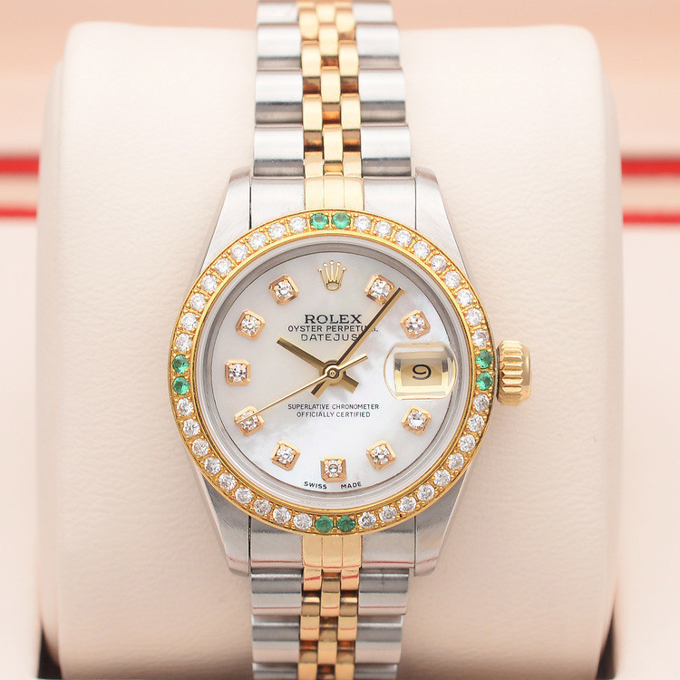 Rolex Rolex นาฬิกาผู้หญิงประเภทไดอารี่อัตโนมัติ Fritillary หลังเพชร 69173 แหวนหลัง
