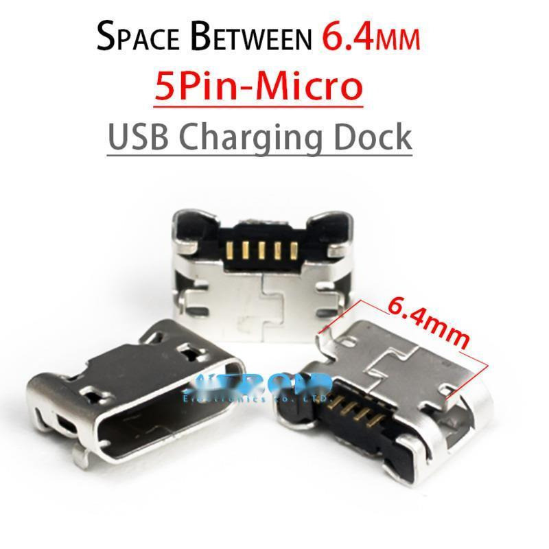 ตัวเชื่อมต่อไมโคร USB 5 พิน เข็มสั้น 6.4 มม. 5P DIP2 พอร์ตชาร์จพอร์ตข้อมูล 5-50 ชิ้น สําหรับปลั๊กปลายมือถือ ไม่มีด้านข้าง