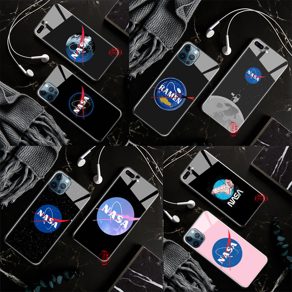 เคสโทรศัพท์มือถือกระจกนิรภัย ลายอวกาศ Nasa สําหรับ iPhone X XS XR 11 Pro Max L146