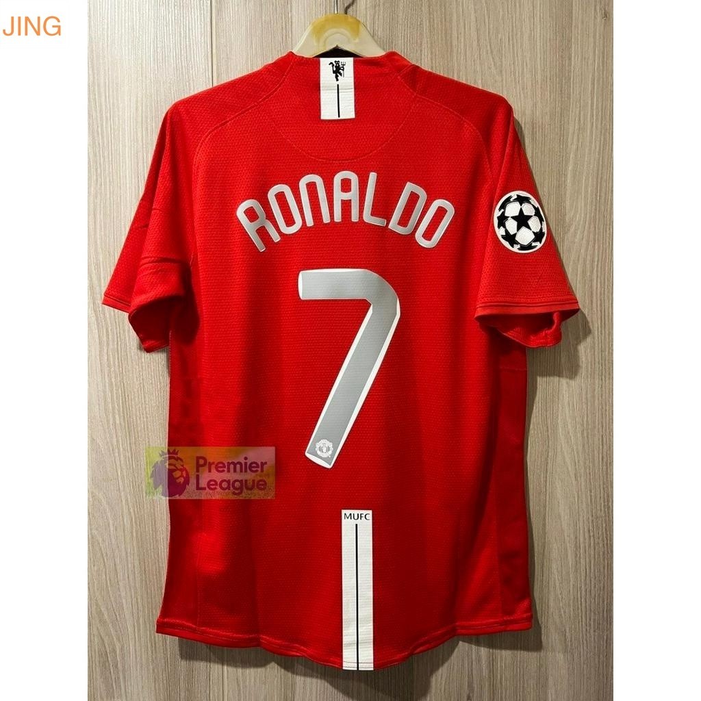 (JING02)[Retro] - เสื้อฟุตบอล ย้อนยุค แมนยู Home เหย้า 2007/2008 พร้อมชื่อ Cristiano Ronaldo เบอร์ 7