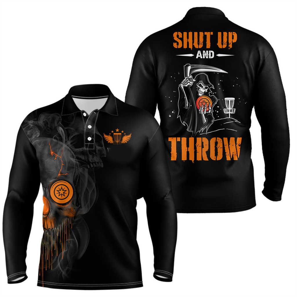 Mens Skull Golf Shirt, Golf Shirt With Skulls, Disc Golf Shirts For Men, Golf
