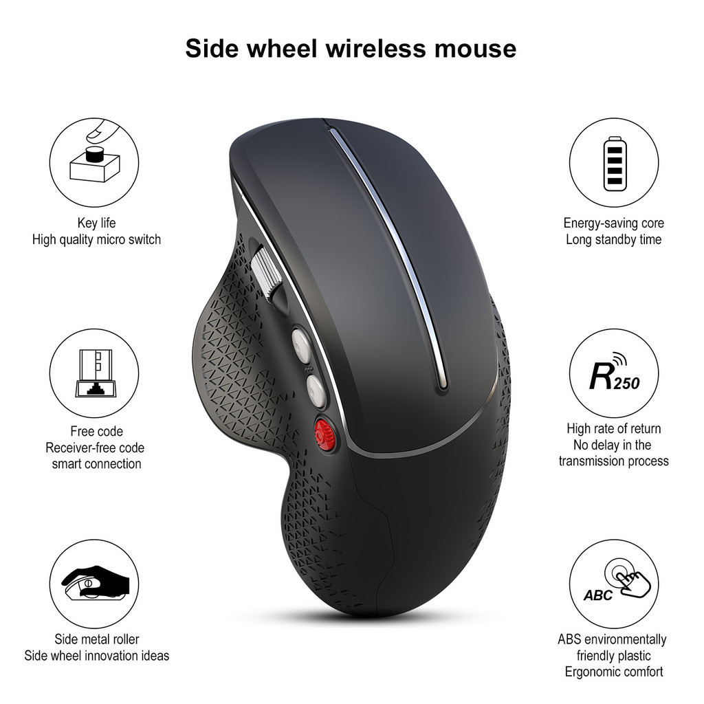 Slient Mouse T32 เมาส์เกมมิ่งแนวตั้ง ไร้สาย 2.4GHz วัสดุ ABS 6D 3600dpi ปรับได้ สําหรับ PC แล็ปท็อป โน้ตบุ๊ก