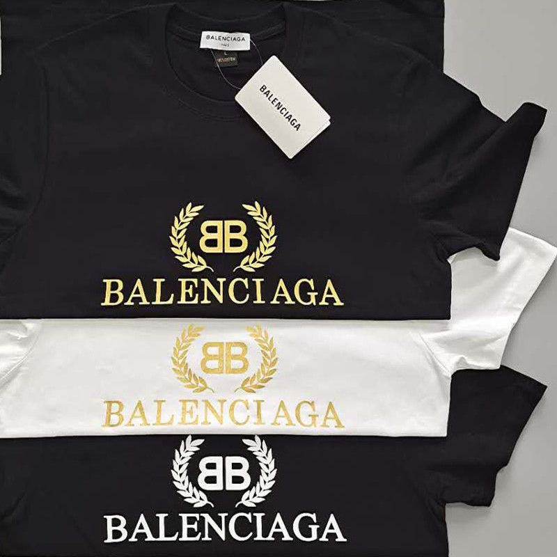 Balenciaga เสื้อยืดคอกลม แขนสั้น ผ้าฝ้ายแท้ ระบายอากาศ ทรงหลวม สไตล์เกาหลี แฟชั่นฤดูใบไม้ผลิ และฤดูร้อน สําหรับผู้ชาย และผู้หญิง