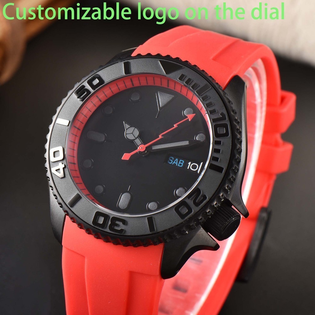 SKX007 Sapphire Case 42mm Dual Calendar Mechanical Can Custom logo Red Automatic Men's luxuryf,6)