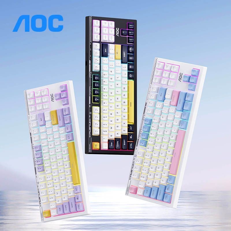 AOC GK168 เครื่องกลรู้สึกถึงคีย์บอร์ดสายไฟแบ็คไลท์เกม E-Sports Office Office Mouse คอมพิวเตอร์ 87 ป