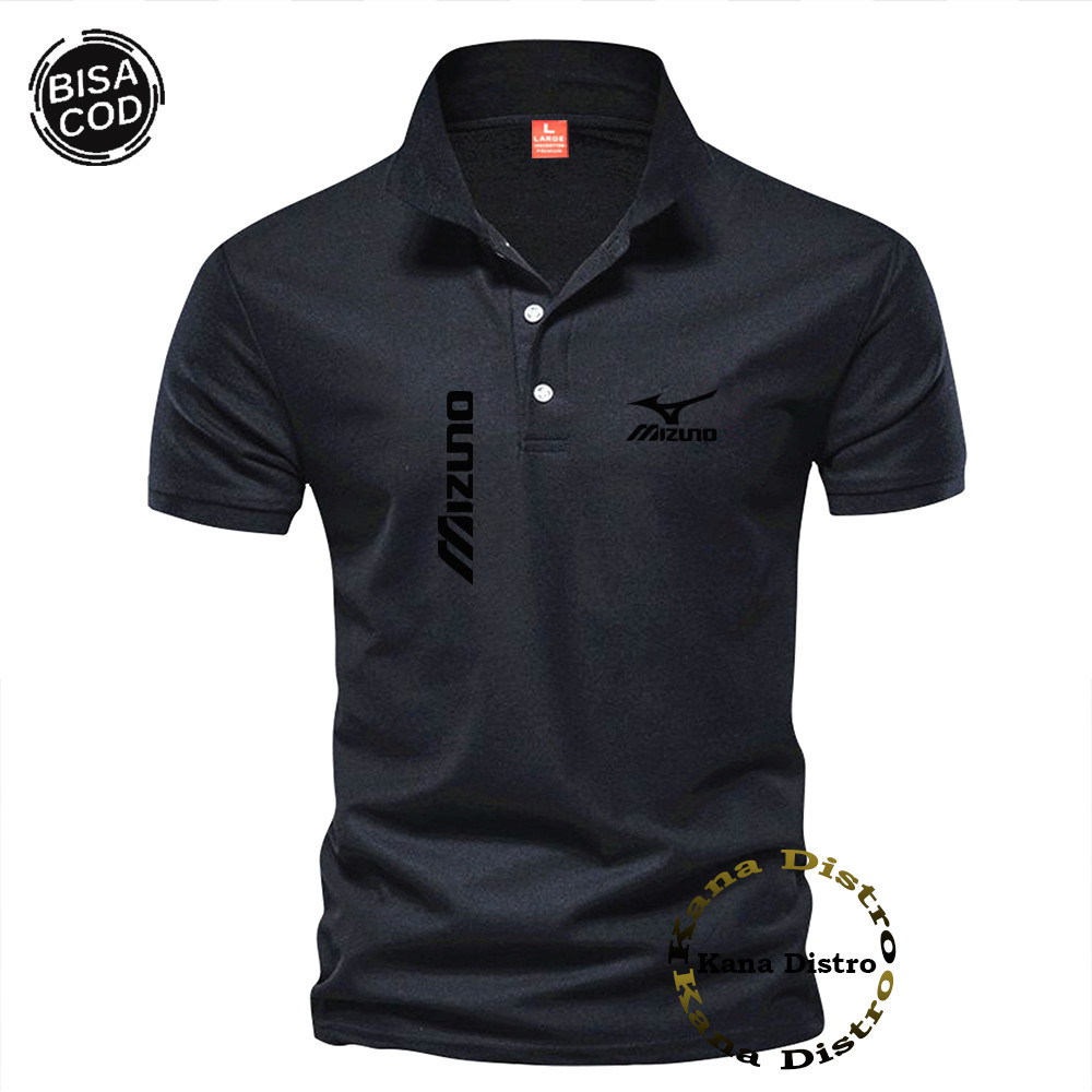 Hitam Mizuno Kirka Text เสื้อโปโล แขนสั้น พรีเมี่ยม คุณภาพสูง หลากสี สําหรับผู้ชาย