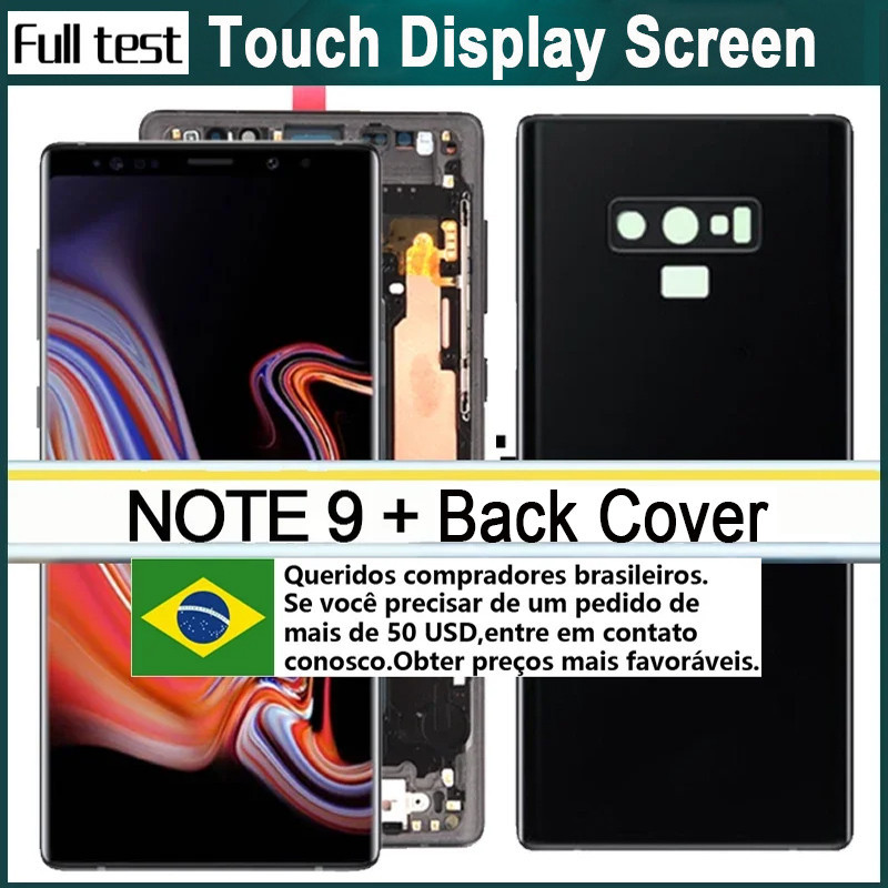 AMOLED ขนาด6.4นิ้วสำหรับ Samsung Note 9 Sm-N960f Sm-N9600หน้าจอสัมผัสสำหรับหน้าจอ LCD Sm-N960u + ฝาหลัง