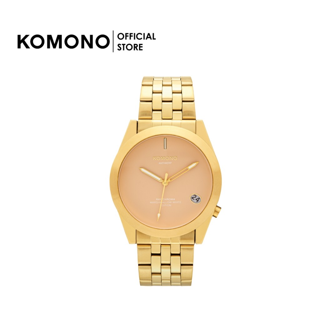 KOMONO Watch Ray Chroma Estate Gold Marshmallow นาฬิกาโลหะ สีเนื้อ มีวันที่