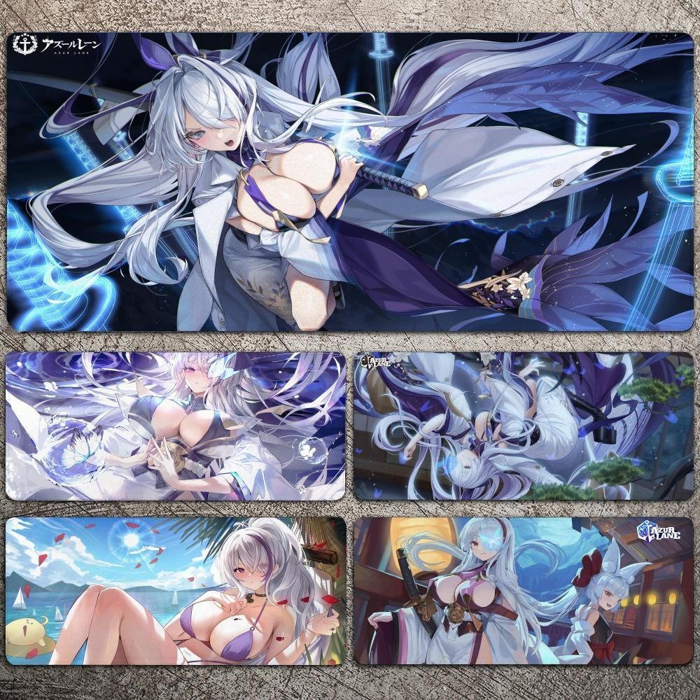 Unzen Azur Lane อะนิเมะสาวเซ็กซี่ Mousepad แผ่นรองเมาส์สําหรับเล่นเกมขนาดใหญ่ LockEdge หนาแป้นพิมพ์ค