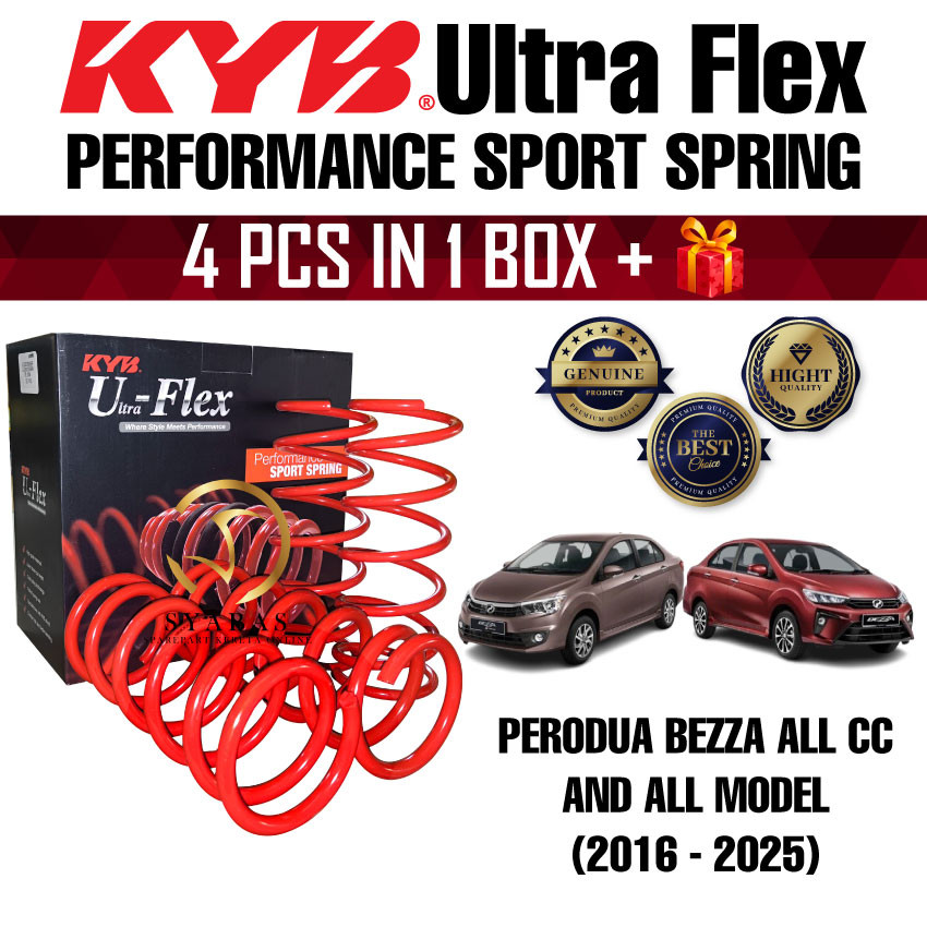 KYB U-FLEX PERODUA BEZZA 1.0 & 1.3 KYB ULTRA FLEX SPORT SPRING (LOW SPRING) 4 ชิ้น IN 1 กล่อง