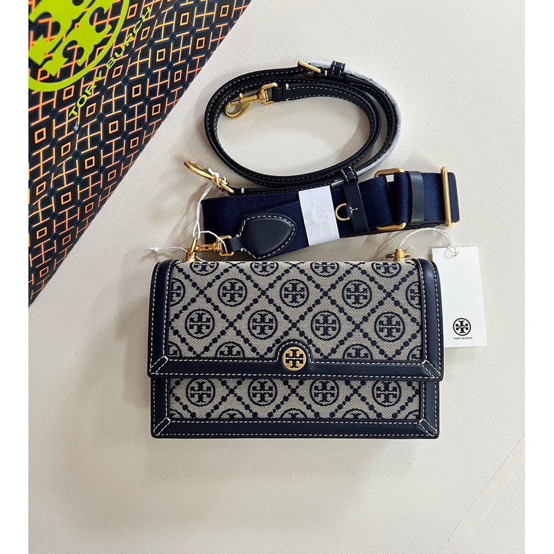 ,พร้อมส่ง[สด-ผ่อน] TORY BURCH T MONOGRAM JACQUARD MINI SHOULDER BAG 81000 yutj