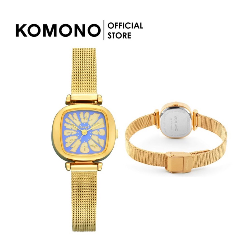 KOMONO Moneypenny Royale Flower Gold Lilac นาฬิกาผู้หญิง โลหะ หน้าปัดสี่เหลี่ยมเล็ก นาฬิกาทำงาน/แฟช