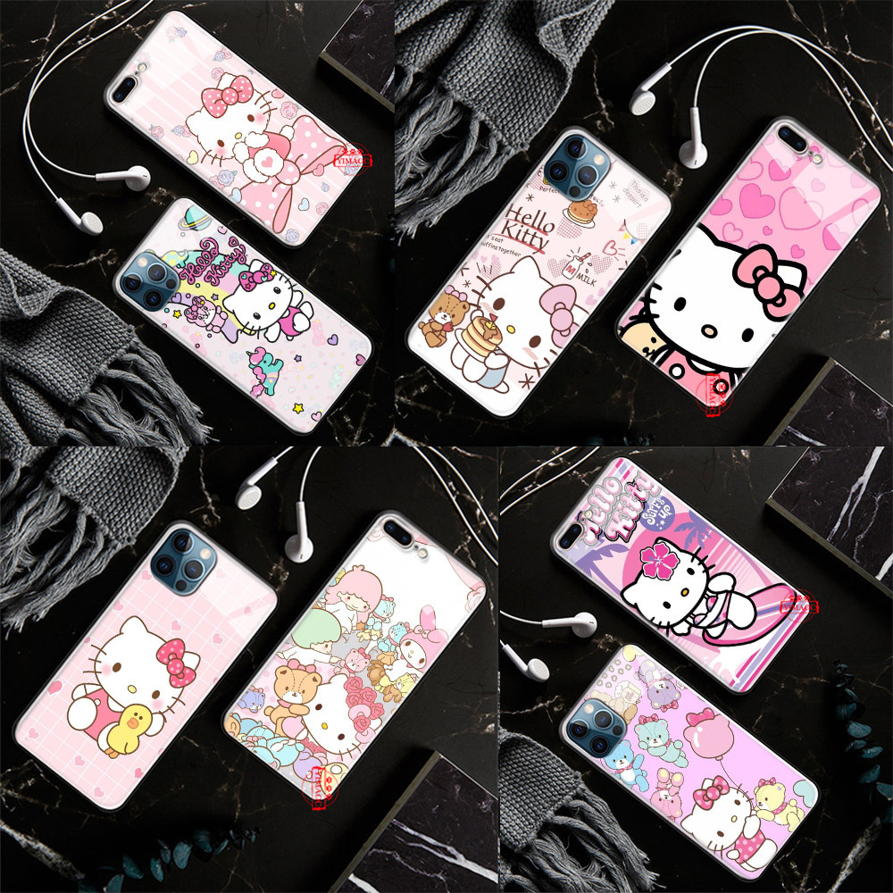 เคสโทรศัพท์มือถือกระจกนิรภัย ลาย Hello Kitty L291 สําหรับ iPhone 14 Plus 13 Pro Max