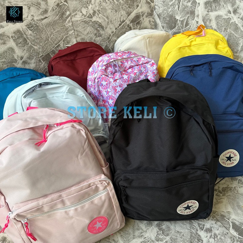 Converse Basic Go 2 กระเป๋าเป้สะพายหลัง ผ้าแคนวาส กระเป๋านักเรียน ทํางาน กีฬา วิทยาลัย BP