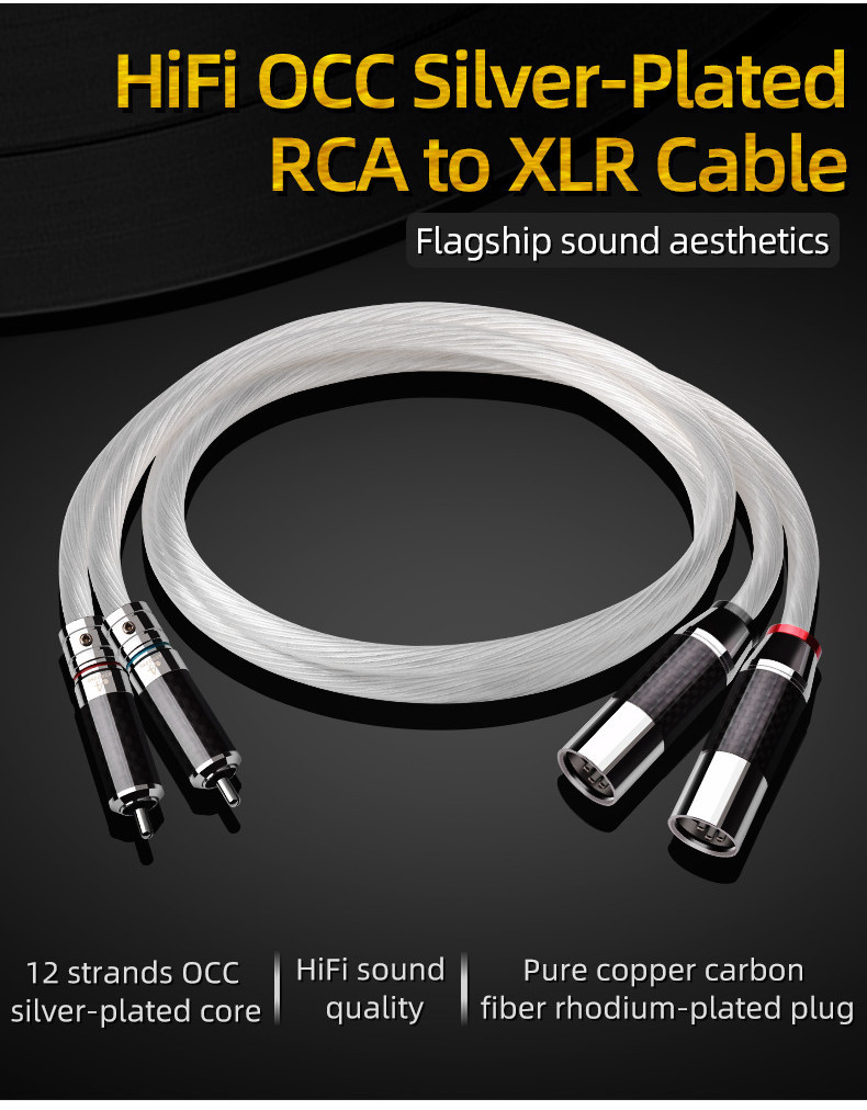 สายเคเบิ้ลเสียง Hifi 2RCA เป็น 2XLR OCC ชุบเงิน XLR เป็น RCA คู่ คุณภาพสูง