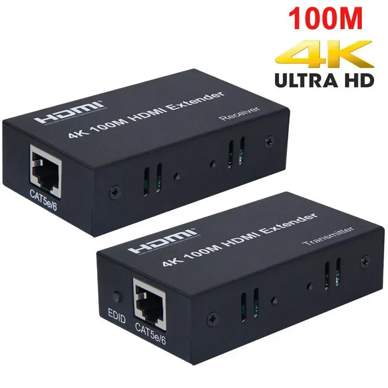 4K 100M VS 1080p 60m HDMI Extender เครื่องส่งสัญญาณและตัวรับสัญญาณ Converter ผ่าน CAT5e Cat6 RJ45 Et