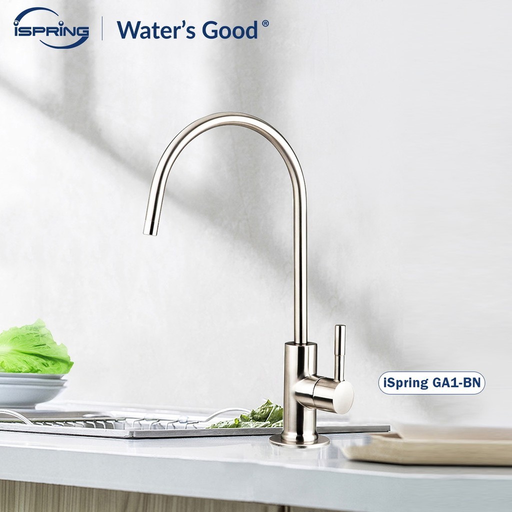 Ispring GA1-BN ก๊อกน้ํา Reverse Osmosis สําหรับระบบกรองน้ําดื่ม RO ก๊อกน้ําดื่ม Non-Air Gap แปรงนิกเกิลติดตั้งง่ายและรั่ว