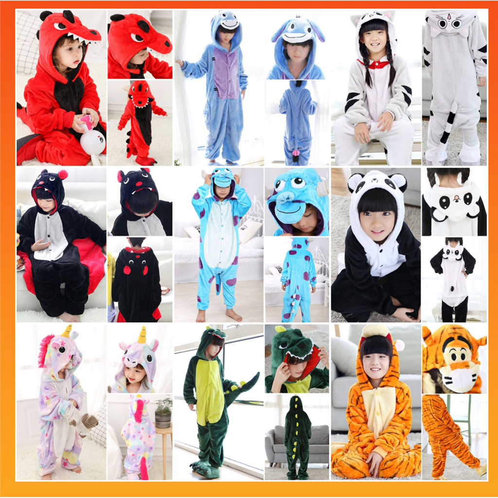 Kigurumi Sulley Panda ไดโนเสาร์ Donkey ค้างคาว Onesies ชุดนอนเด็กสัตว์ Jumpsuit หญิงเด็กคอสเพลย์ชุดนอนเด็กเครื่องแต่งกาย