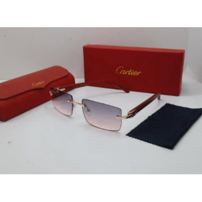 ใหม่ Cartier แว่นตากันแดด 3524012 ทอง แดง
