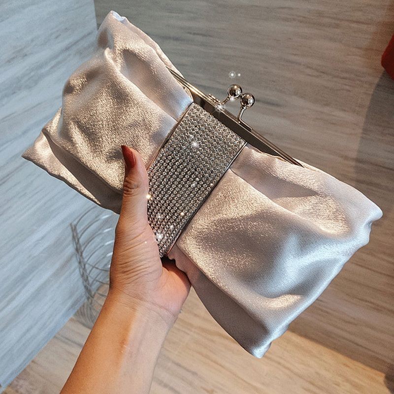 ♞,♘,♙New Shiny Pleated Glitter Diamond Clutch Bag, Evening Bag, Fashionable And Versatile Women's C