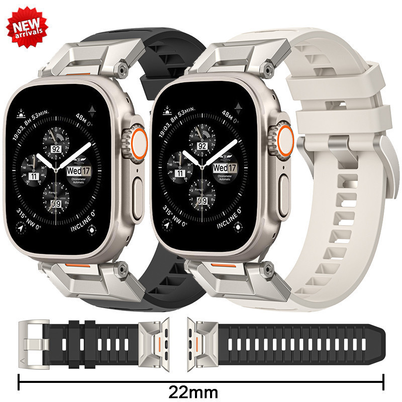 สายนาฬิกาข้อมือยาง หรูหรา สําหรับ Apple Watch Ultra 2 1 49 มม. Series 9 45 มม. iWatch 8 7 6 SE 5 4