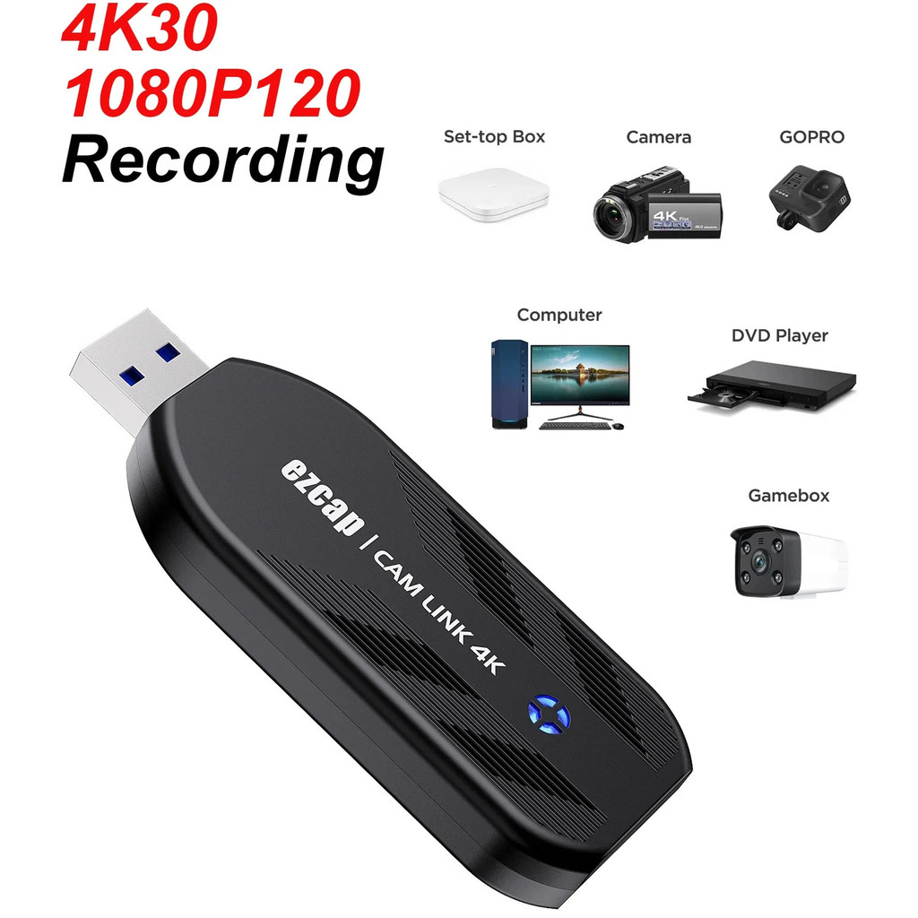 Ezcap331 1080p @ 120hz 4K @ 30hz USB 3.0 HDMI Video Capture Card Recorder สําหรับกล้องวิดีโอ DSLR กล