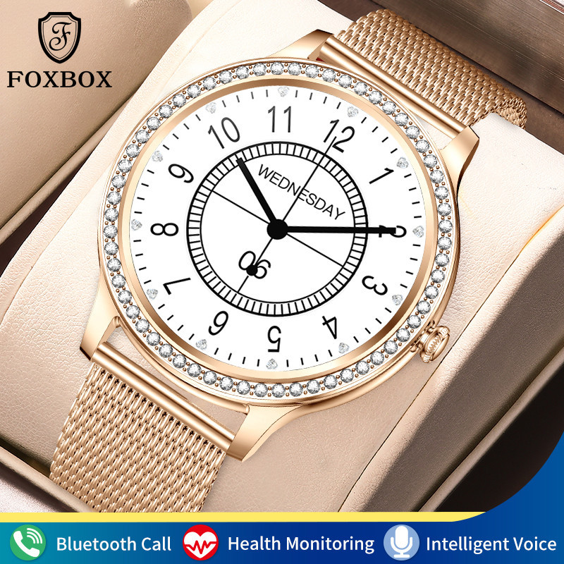 FOXBOX Fashion Watch For Women Smart Watch Ladies Bluetooth Call Smartwatch Heart Rate DIY Cust