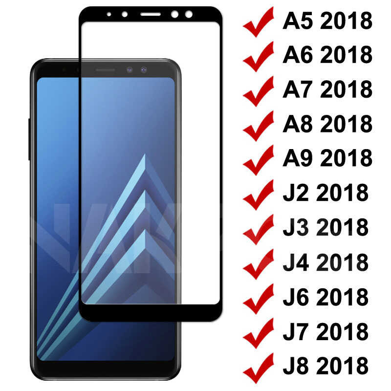9D กระจกนิรภัยสำหรับ Samsung Galaxy A5 A7 A9 J2 J3 J7 J8 2018แก้ว A6 A8 J4 J6 Plus 2018หน้าจอป้องกันกระจกฟิล์ม