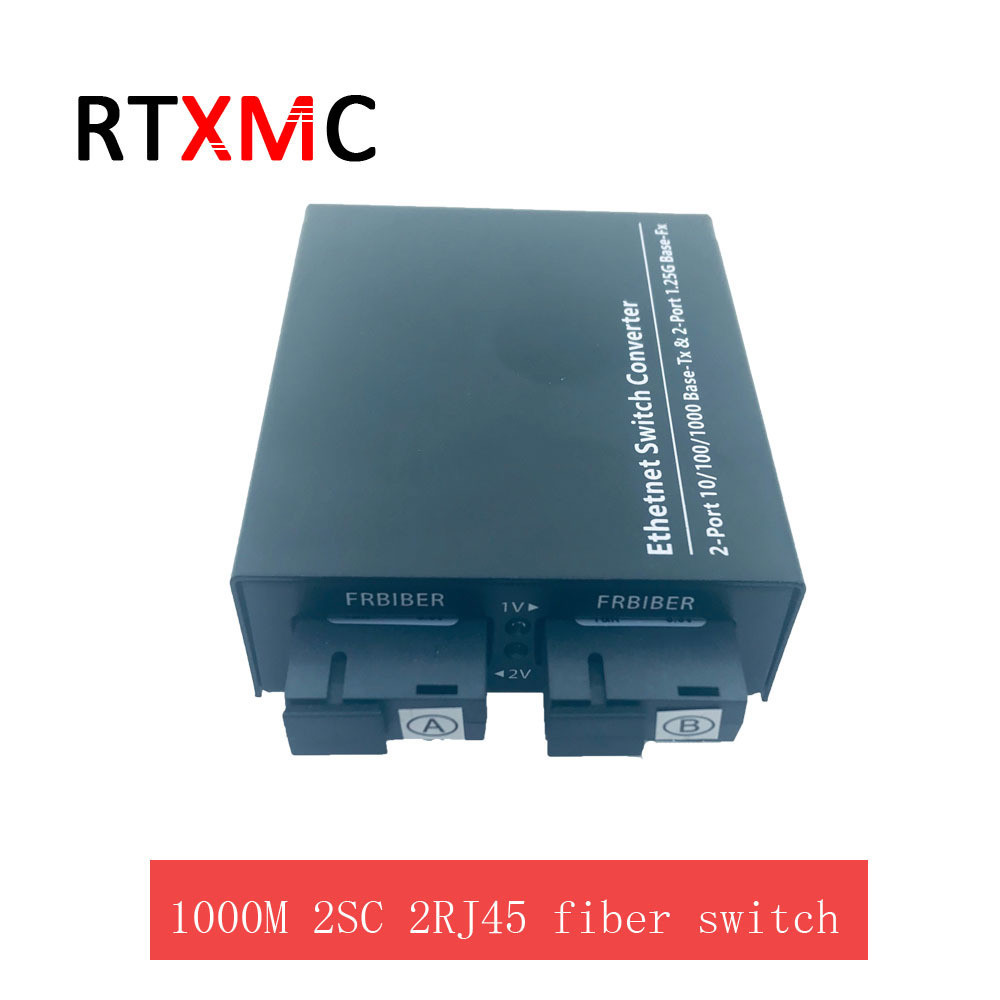 1 pcs 2GE 1000M Optical Fiber Media Converter Fiber Transceiver Single Fiber Converter 25km SC 100/1000M Singlemode Single Fiber