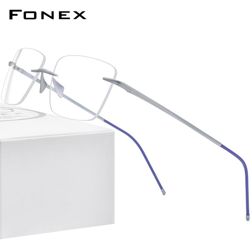 Fonex แว่นตาไทเทเนียมบริสุทธิ์ 2021 แว่นตาไม่มีขอบแฟชั่นผู้ชายและผู้หญิง