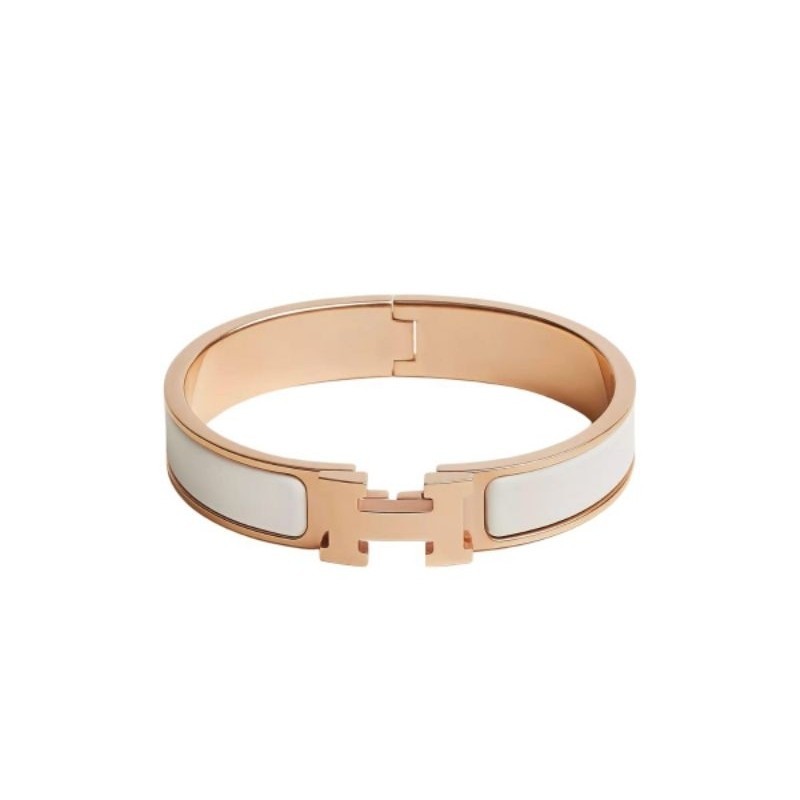 Hermes Clic H Bracelet size PM Blanc RGHW กำไลขาวโรสโกลด์