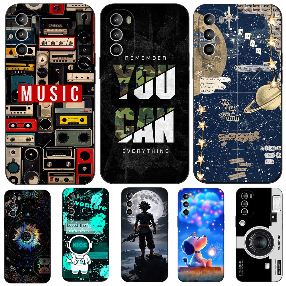 สําหรับ Motorola G82 5G กรณีซิลิโคนอ่อนนุ่มฝาครอบโทรศัพท์สําหรับ Moto G82 สีดํา Tpu ความงามการออกแบบ