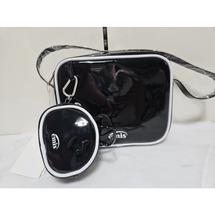 ♞Emis Enamel Shoulder Bag with Coin Purse Set (Light Beige, Pink, Green, Light Blue, Black, Tangeri