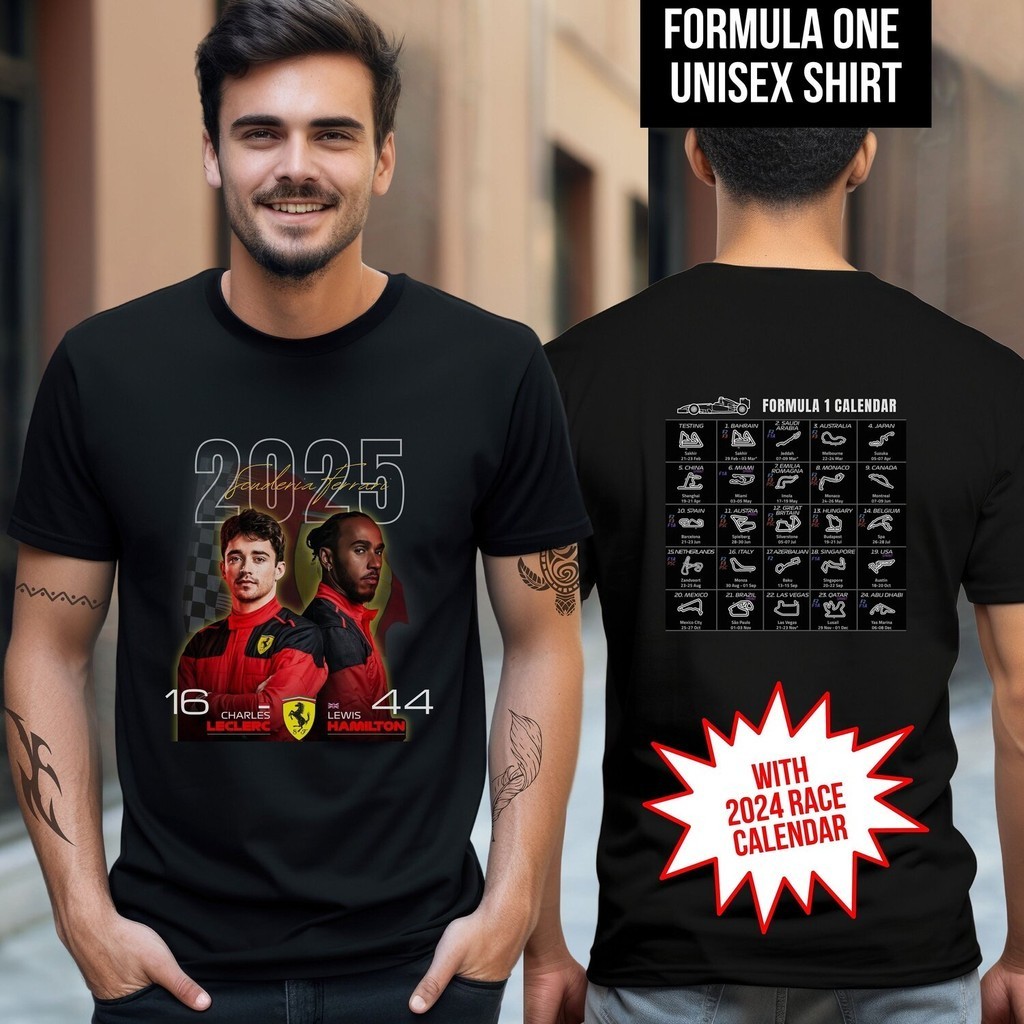 Charles and Lewis bootleg shirt, f1 2024, Formula 1 merch, f1 ปฏิทิน, ของขวัญสําหรับเขา, f1 merch, f