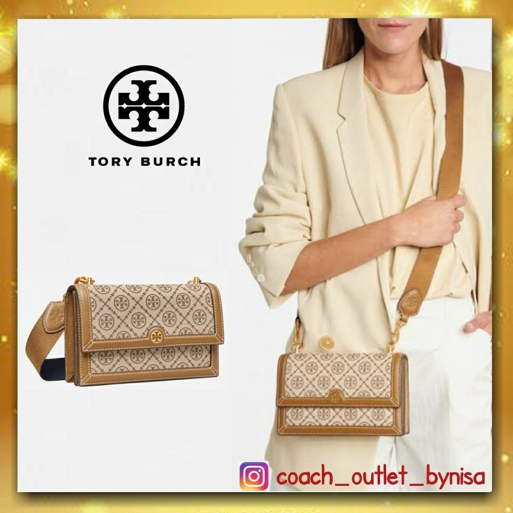 ♞TORY BURCH MINI T MONOGRAM JACQUARD SHOULDER BAGG 81000 MN