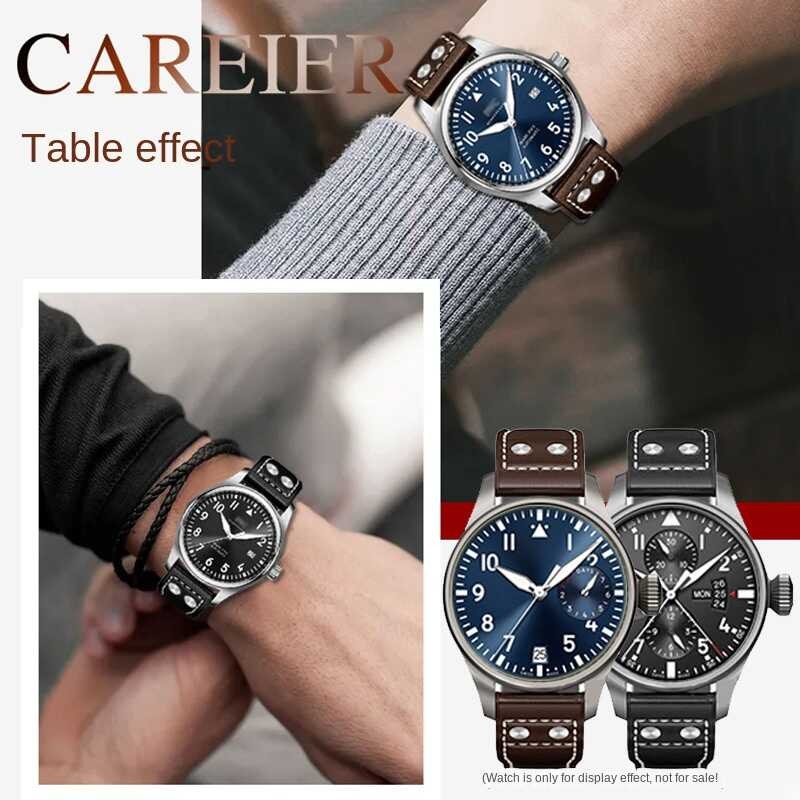 ❤️ สายนาฬิกาหนังแท้สำหรับ IWC Pilot Spitfire Princekin Mark 20มม. 21