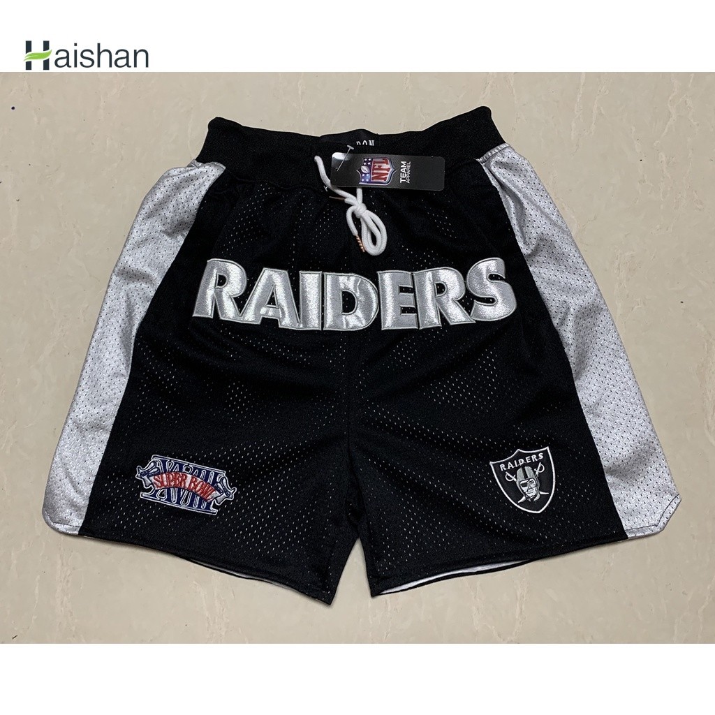 (hai Shan) กางเกงขาสั้น Las Vegas Raiders Just Don NFL สีดํา สําหรับผู้ชาย