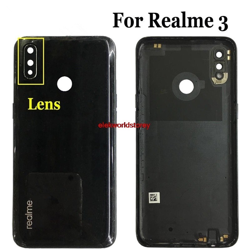 Elemy- เคสแบตเตอรี่กระจก พร้อมเลนส์กล้อง แบบเปลี่ยน สําหรับ Oppo Realme 3 Realme 3