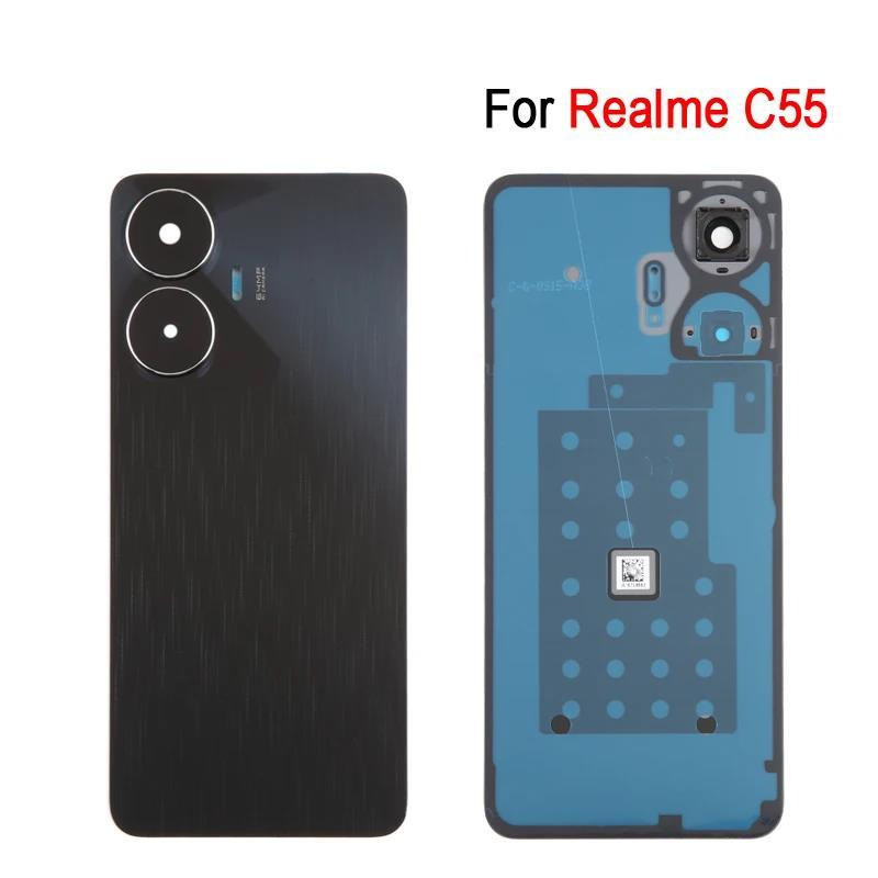 ฝาครอบแบตเตอรี่ด้านหลัง พร้อมฝาครอบเลนส์กล้อง อะไหล่สํารอง สําหรับ Realme C55