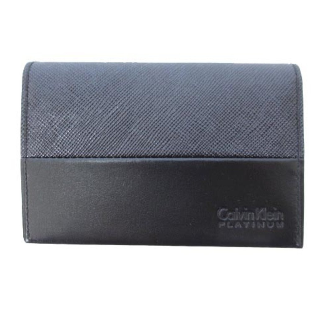 Calvin Klein Bifold กระเป๋าใส่นามบัตร ใส่โลโก้หนัง สีดํา ส่งตรงจากญี่ปุ่น มือสอง
