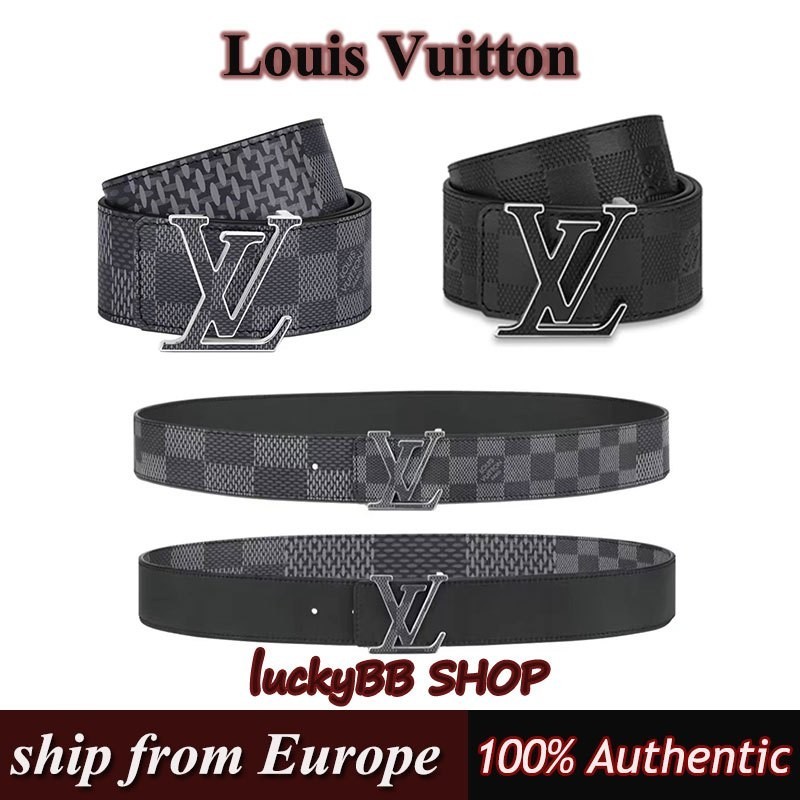 ♞,♘,♙Louis Vuitton/LV INITIALES ใส่ได้ทั้งสองด้าน Men's Belt Full Set 4CM ของแท้100%