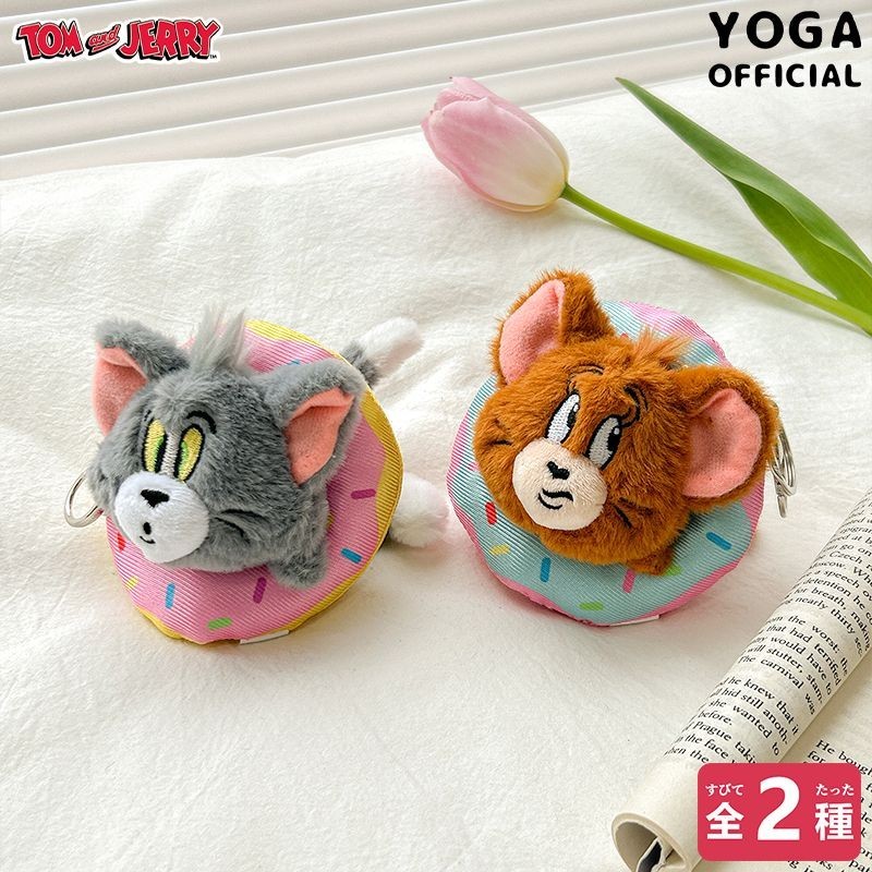 ♞Tom and Jerry Tom and Jerry Mouse Donut Plush Doll Pendant น่ารักการ์ตูนกระเป๋าเครื่องประดับของขวั