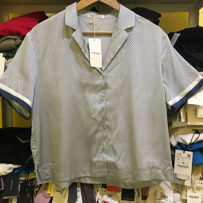 |Oysho|ใหม่ ของแท้ ชุดนอน เสื้อท็อปส์ ผ้าไหม สําหรับผู้หญิง