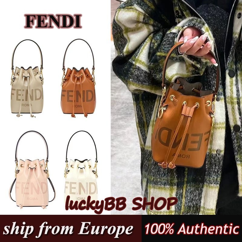 FENDI Mon Tresor หนังวัว กระเป๋าถัง กระเป๋าสะพายข้าง ของแท้100%