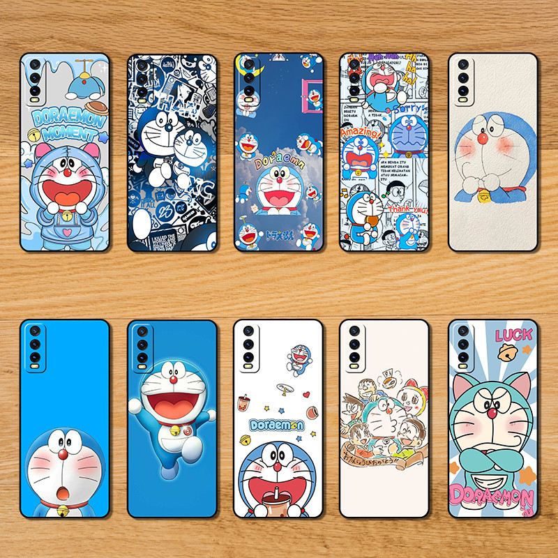 เคสโทรศัพท์สีดํานุ่มสําหรับVivo Y15S Y15A Y16 Y17 Y17S Y19 Y20i Y20S Y20 WA8 Doraemonแฟชั่นพิมพ์เคสโ