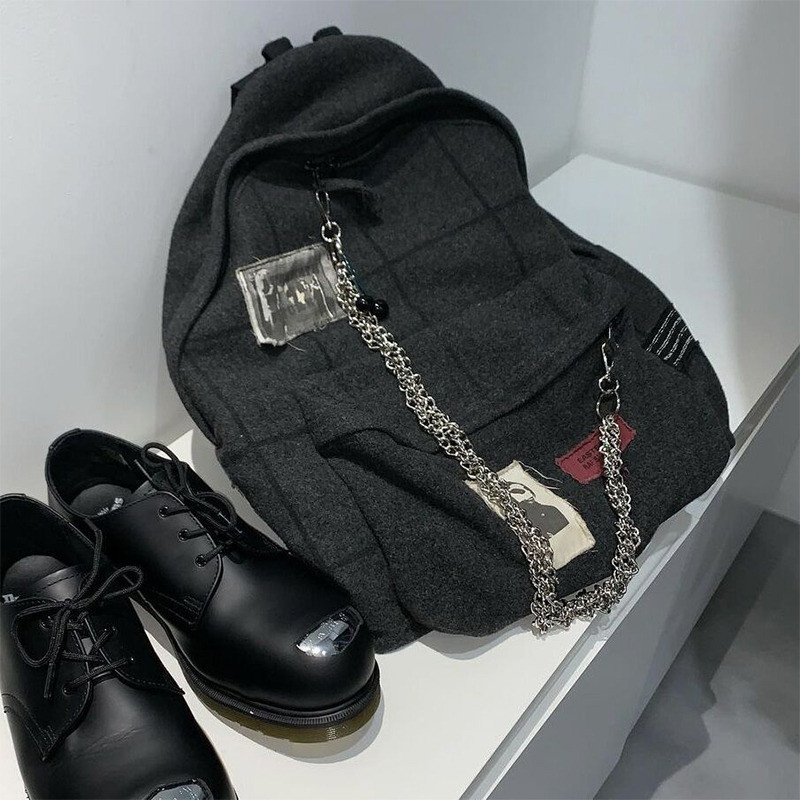 Raf simons Houri Crab กระเป๋าเป้สะพายหลัง ผ้าขนสัตว์ 08fw สําหรับนักเรียน