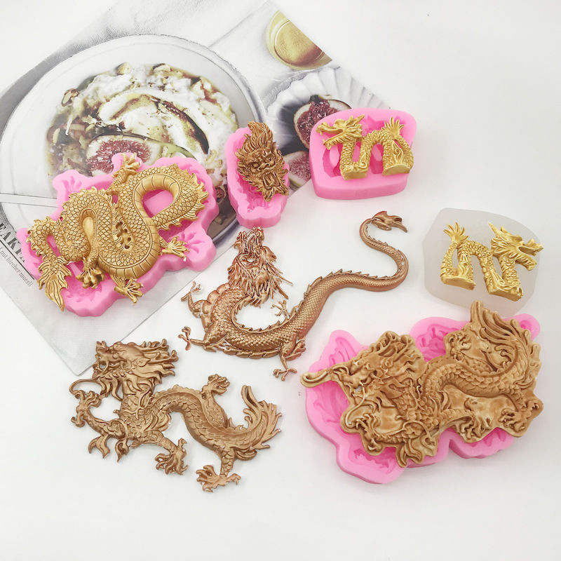 รูปแบบจีน dragon totem แม่พิมพ์ซิลิโคนองค์ประกอบจีน dragon totem เค้กเบเกอรี่แม่พิมพ์