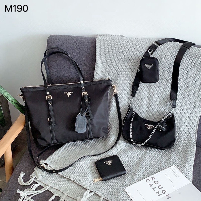 Prada 2022 Hot Style Shopping Bag+HOBO+Wallet Three-piece Set High Capacity Fashion Wild Leisure Cl