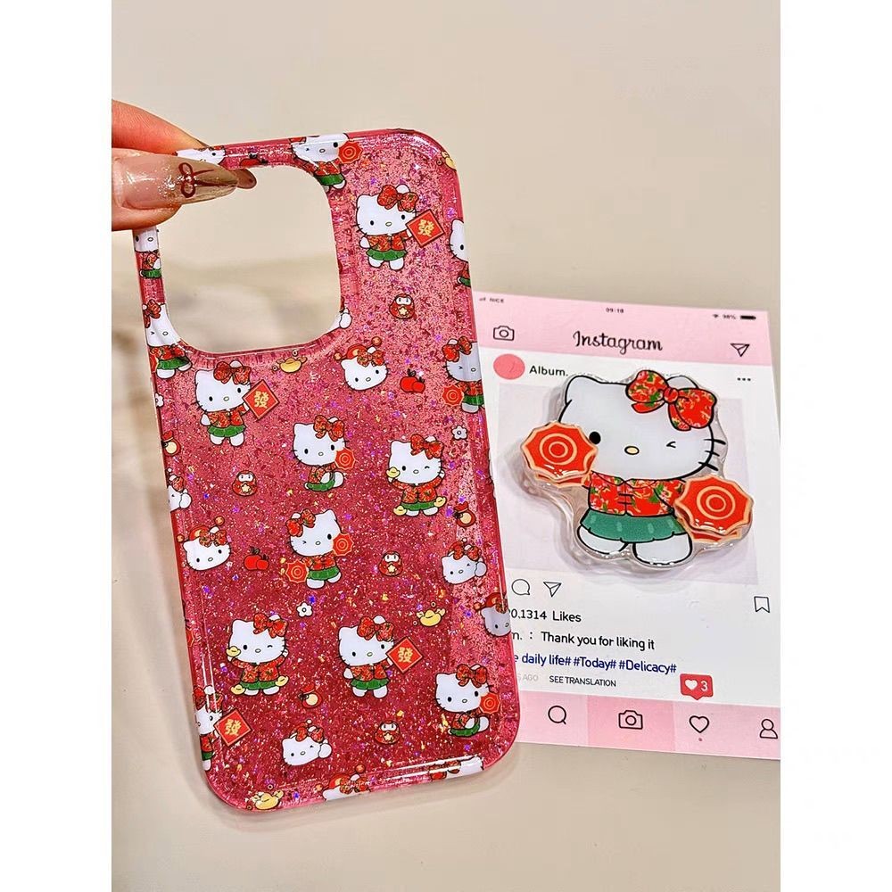 Kt Cat เคสโทรศัพท์ Apple 15PROMAX เคสโทรศัพท์ IPone16/13/11/xr เคสโทรศัพท์สีชมพู