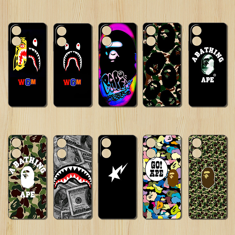 เคสTPUสีดําอ่อนสําหรับOPPO A76 A78 A83 A91 A92 A93 HT23 bapeการออกแบบของฝาครอบป้องกันป้องกันการตกสํา